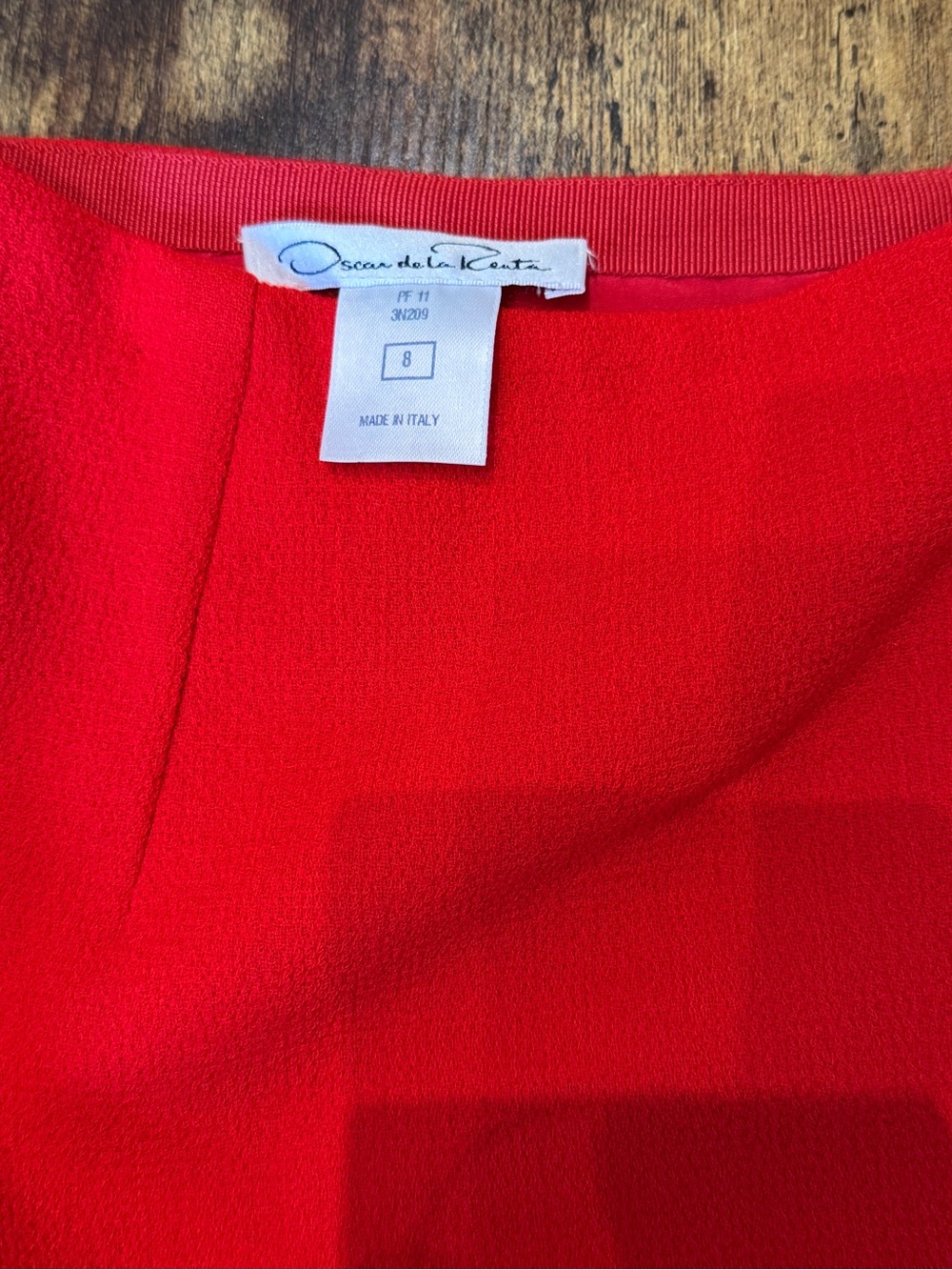 Oscar de la Renta Red Pencil Skirt with Sheer Tiered Hem - Picture 3 of 6